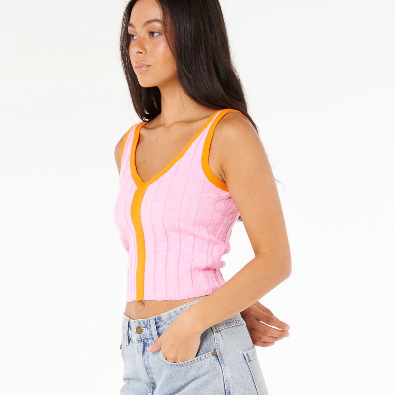 RIP CURL WOMENS SUNSET LUAU KNIT TOP - PINK
