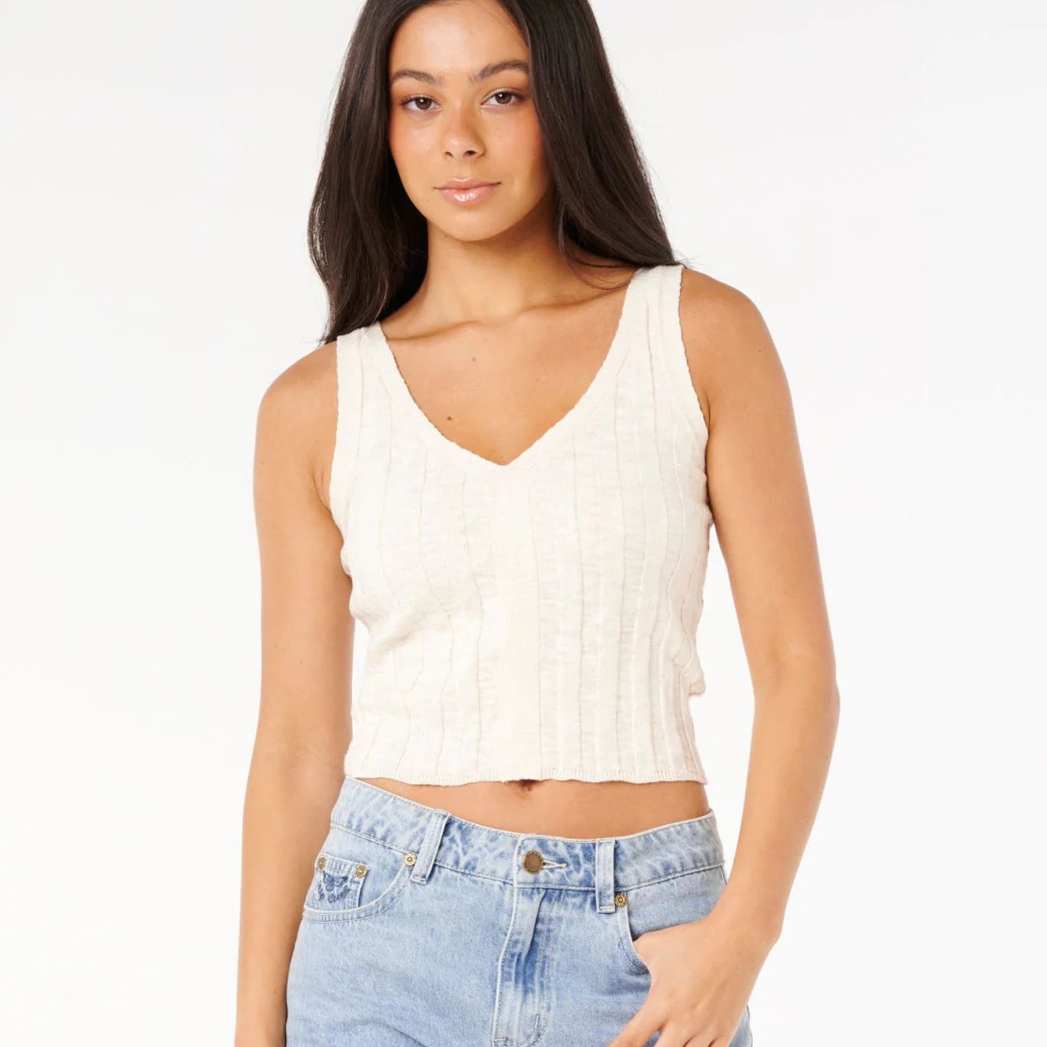 RIP CURL WOMENS SUNSET LUAU KNIT TOP - OFF WHITE