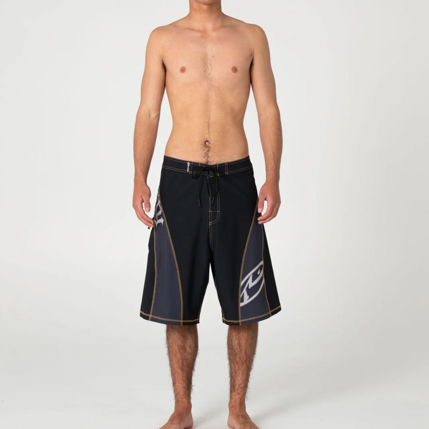RUSTY MENS  TRIBALAY FIXED WAIST BOARDSHORT - BLACK