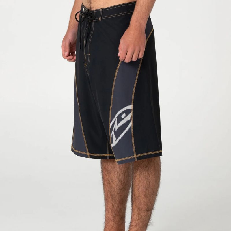 RUSTY MENS  TRIBALAY FIXED WAIST BOARDSHORT - BLACK