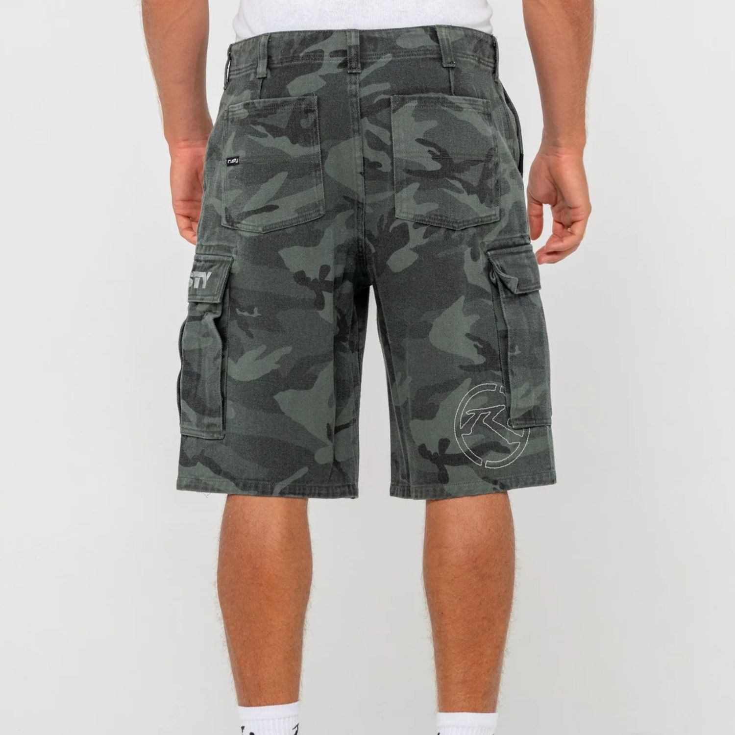 RUSTY MENS  COMMANDO CAMO CARGO SHORT - OVERDYED CAMO