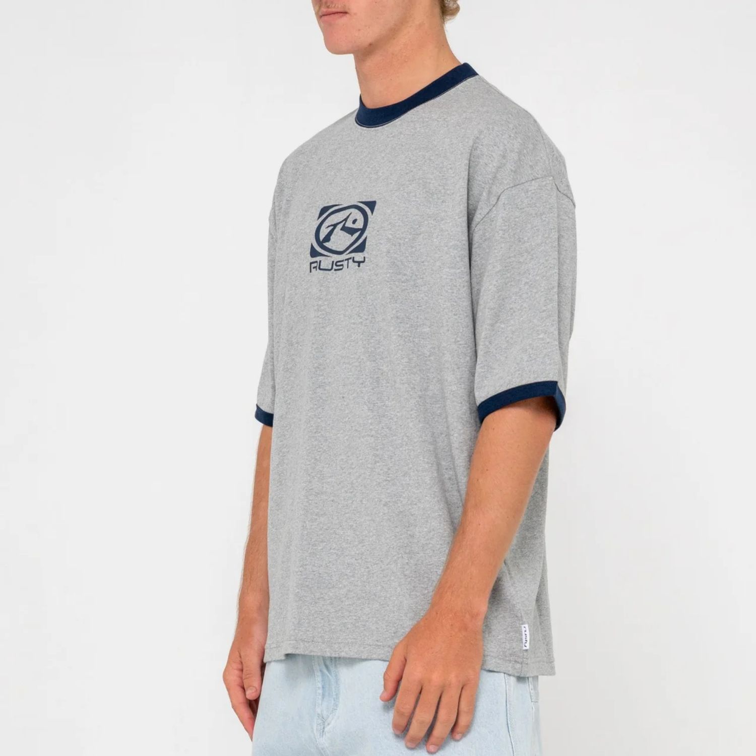 RUSTY MENS  HYPER RINGER SHORT SLEEVE TEE - GREY MARLE