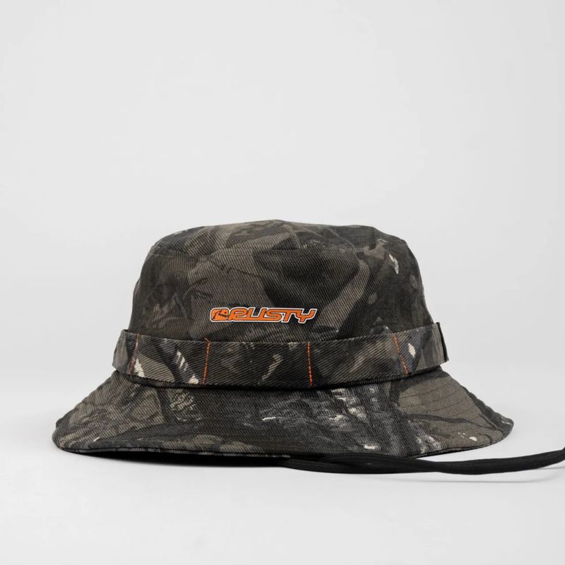 RUSTY MENS  STRINGER BUCKET HAT - GREY CAMO