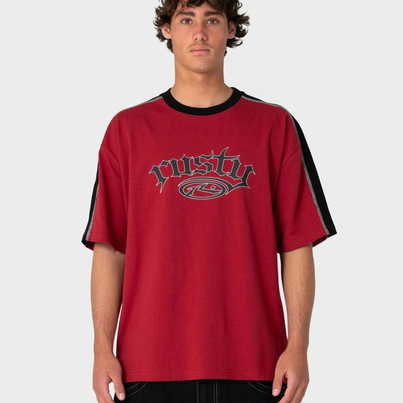 RUSTY MENS  SCREAM SHORT SLEEVE TEE - VINTAGE RED