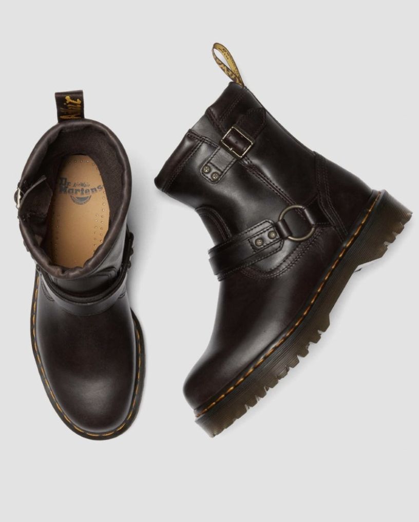 DR MARTENS ANISTONE HARNESS ANKLE BOOT - DARK BROWN CRAZY HORSE