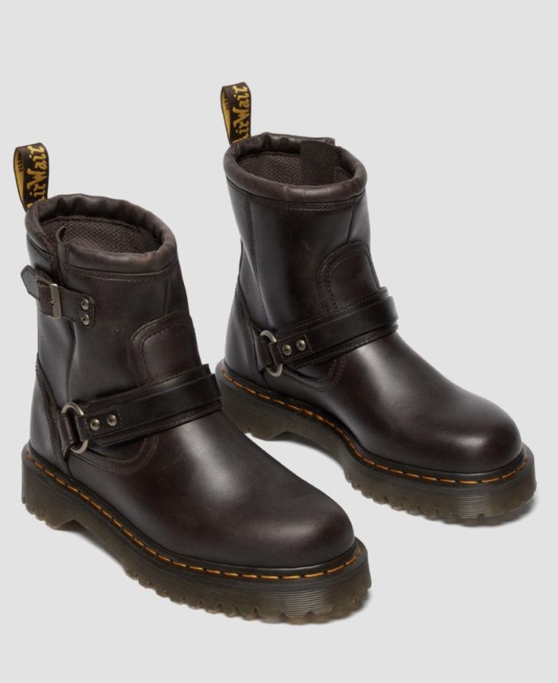 DR MARTENS ANISTONE HARNESS ANKLE BOOT - DARK BROWN CRAZY HORSE