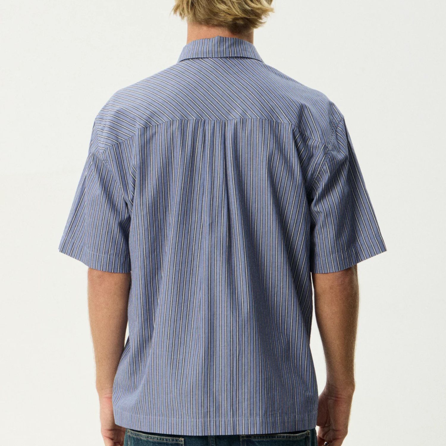 AFENDS MENS  SHIPRECK STRIP SS SHIRT - MARLING