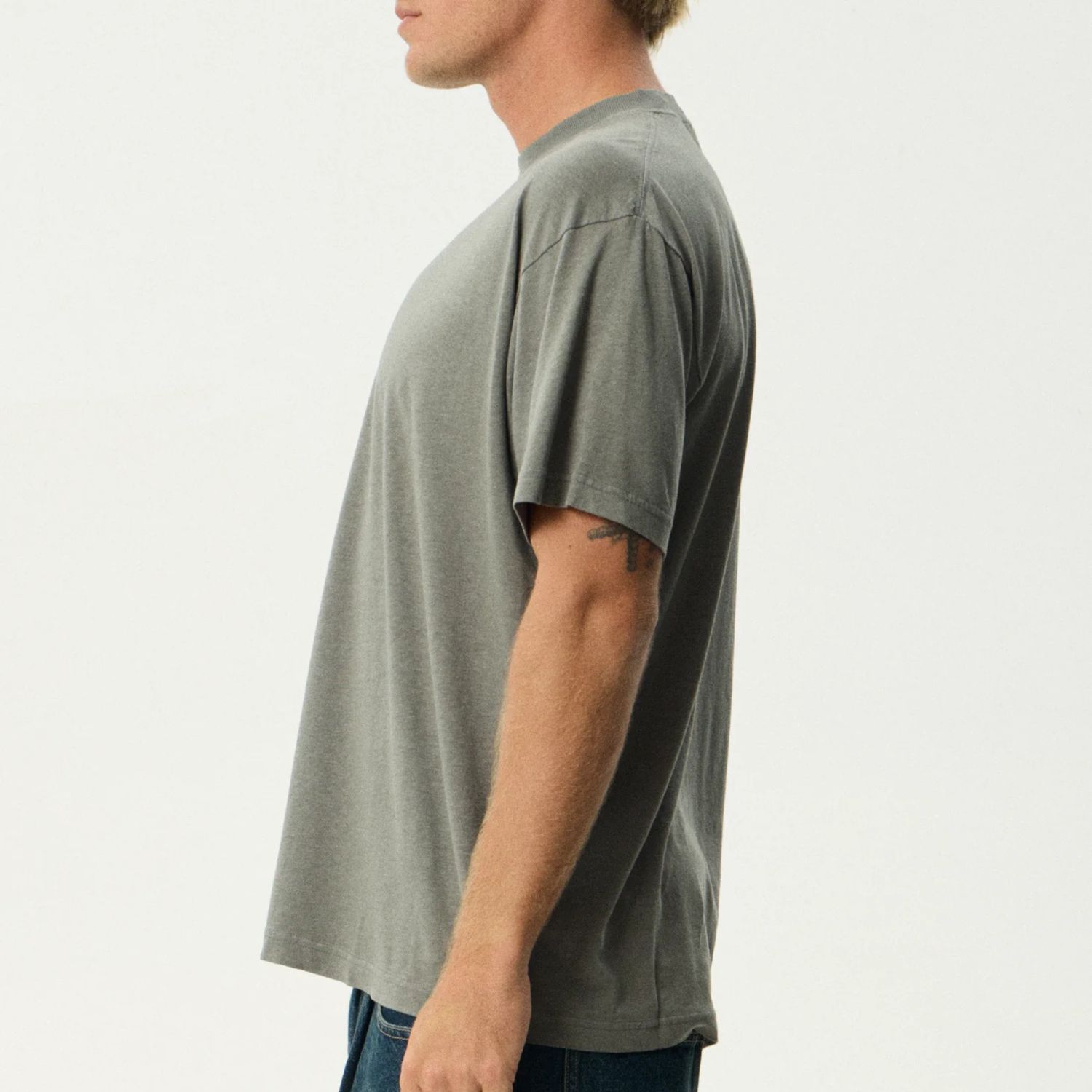 AFENDS MENS  FOUNDATION BOXY SS TEE - WASHED SYCAMORE
