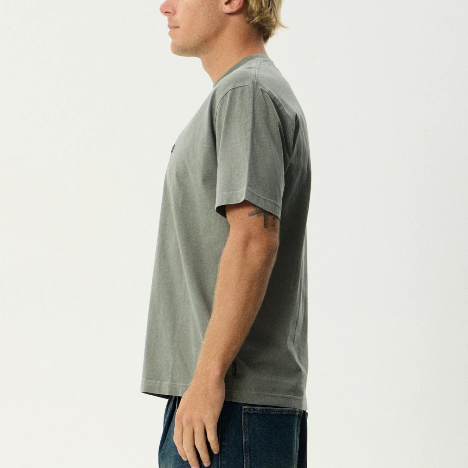 AFENDS MENS  VINYL RETRO SS TEE - WASHED SYCAMORE