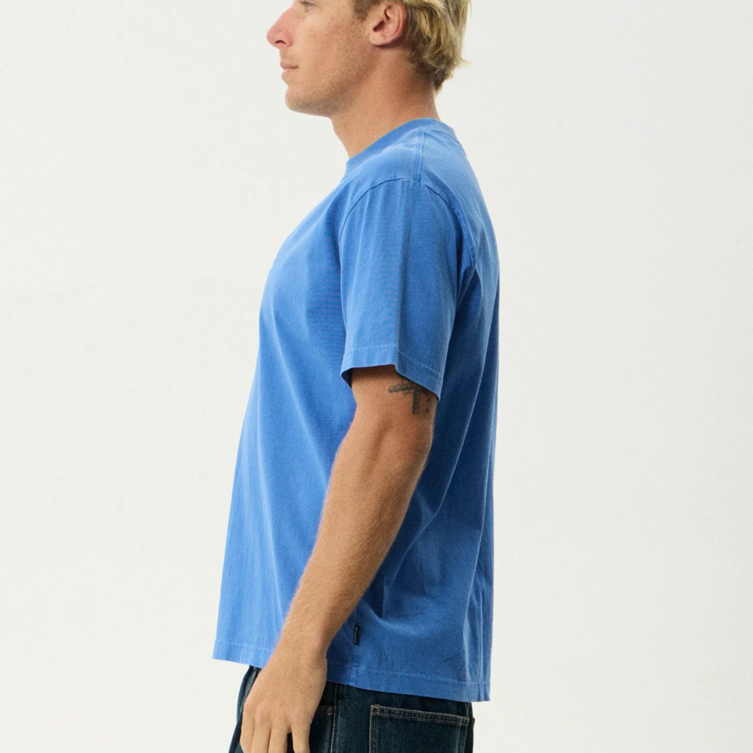 AFENDS MENS  VINYL RETRO SS TEE - WASHED MARINA