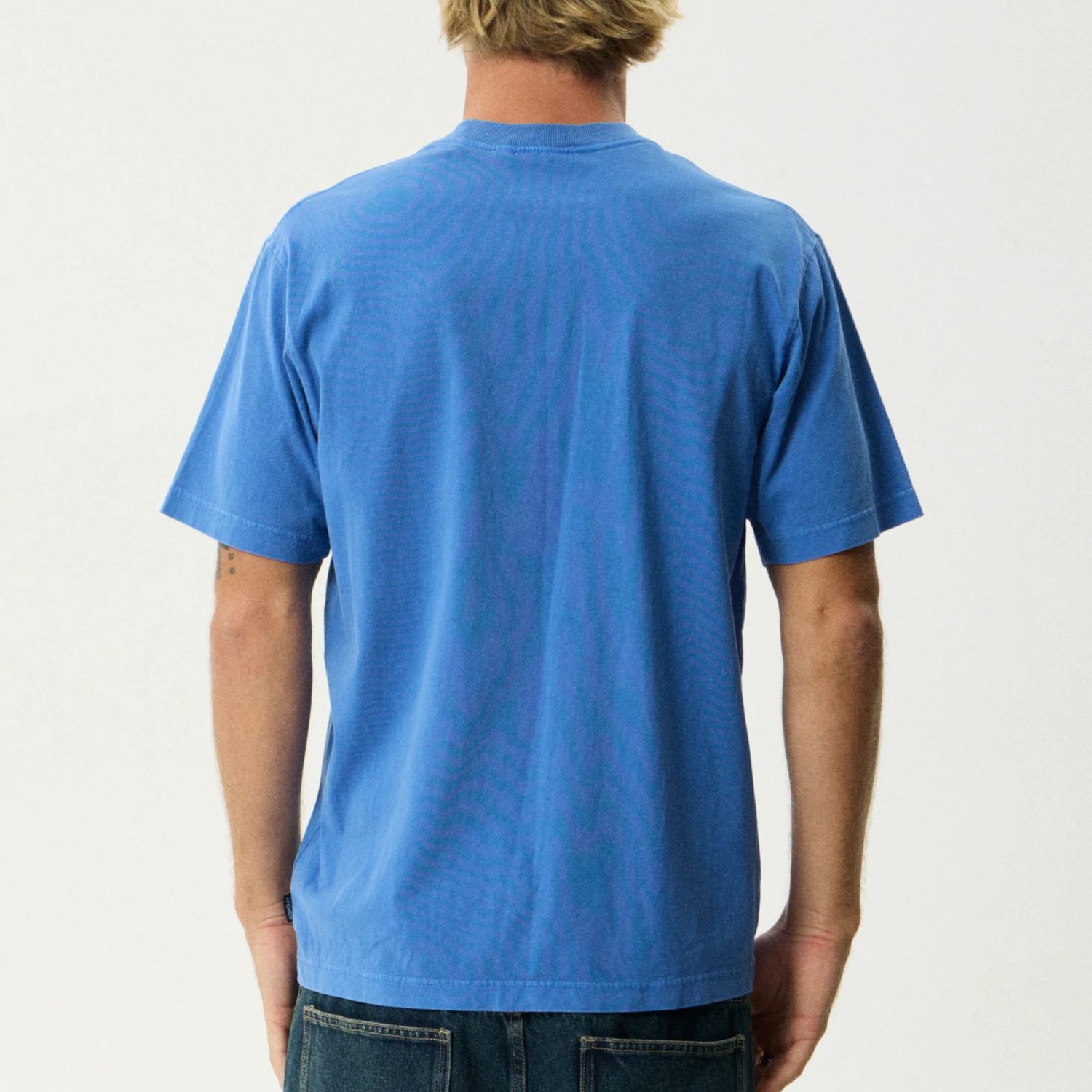 AFENDS MENS  VINYL RETRO SS TEE - WASHED MARINA