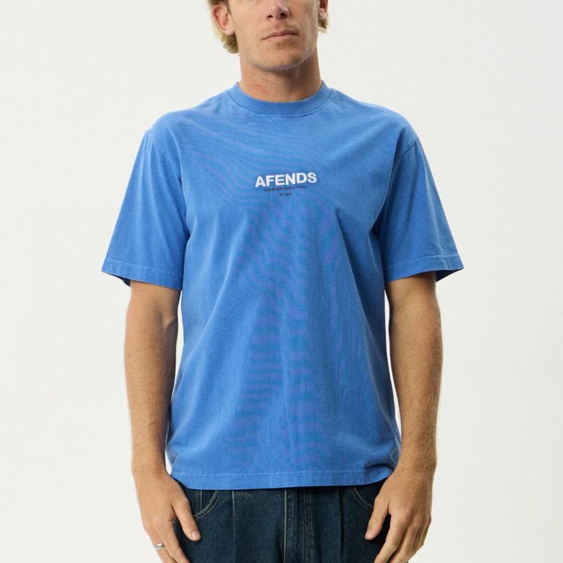AFENDS MENS  VINYL RETRO SS TEE - WASHED MARINA