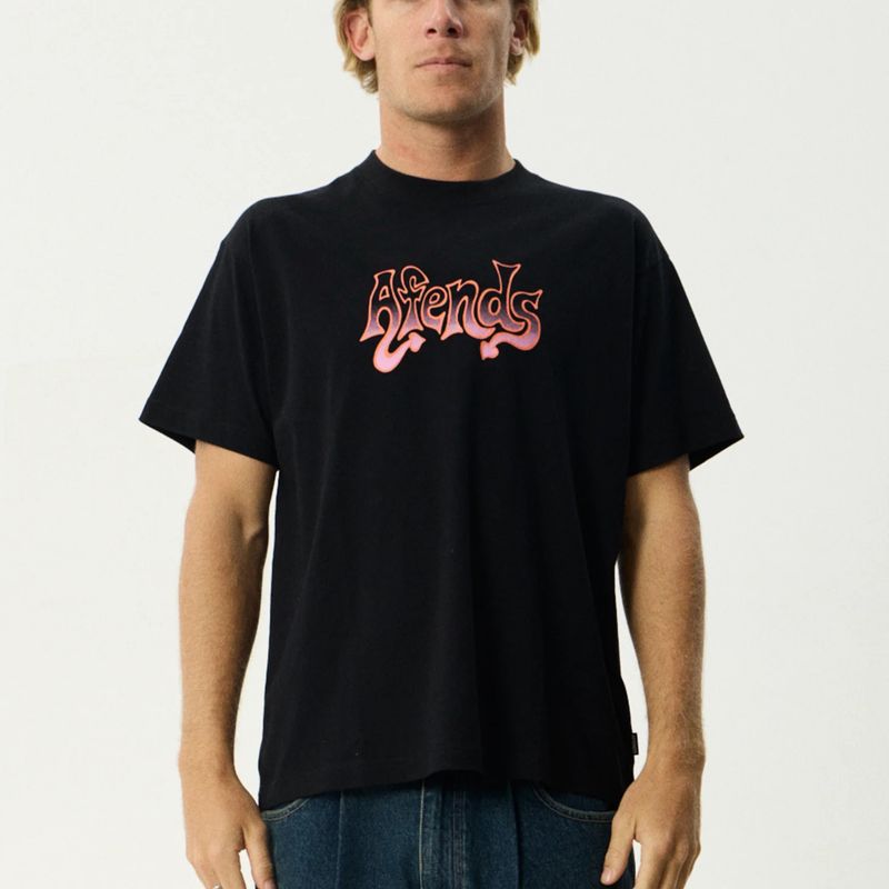 AFENDS MENS SPLASH BOXY SS TEE - BLACK