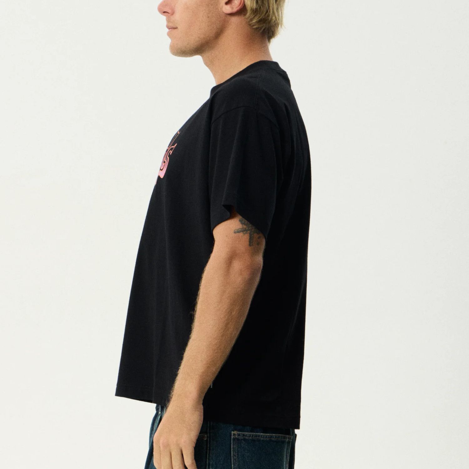 AFENDS MENS SPLASH BOXY SS TEE - BLACK