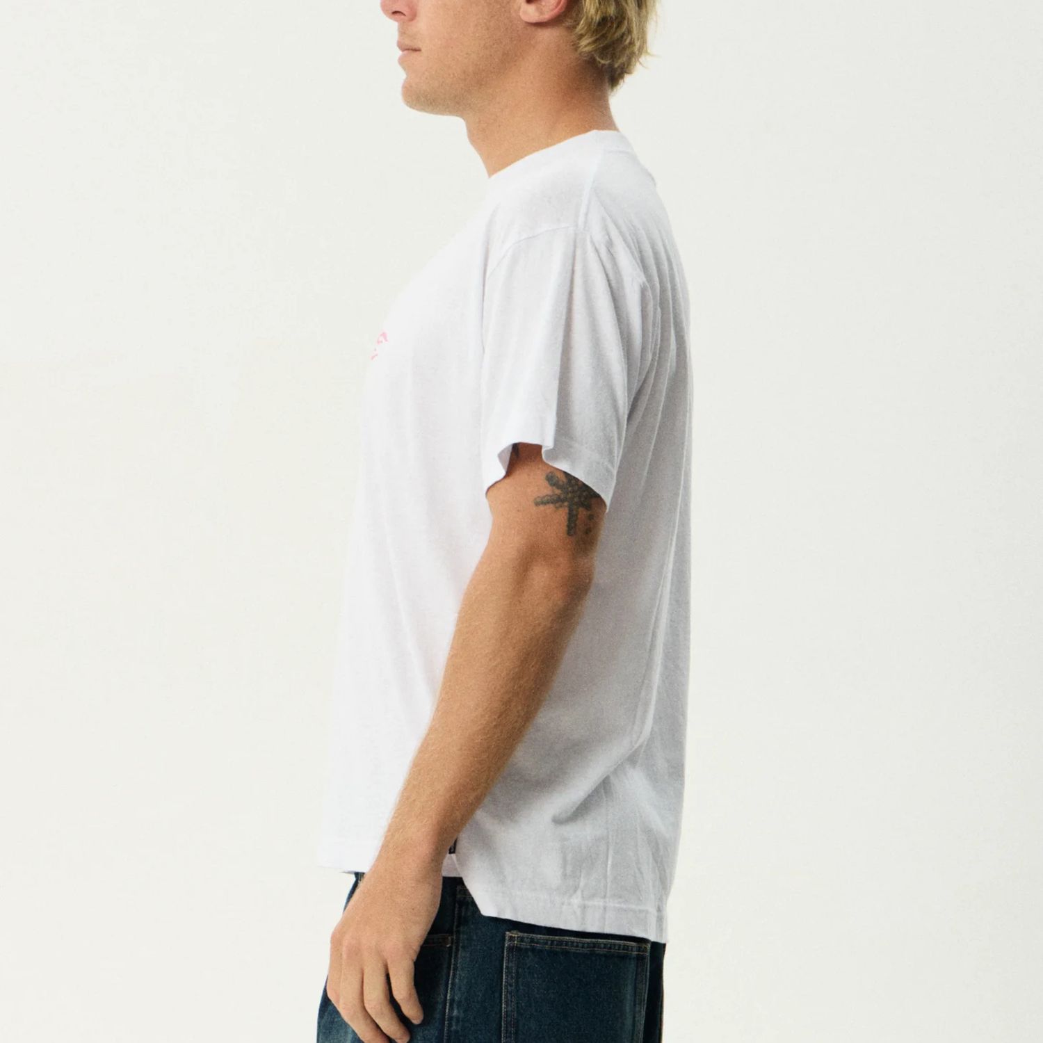 AFENDS MENS WIPED OUT BOXY SS TEE - WHITE