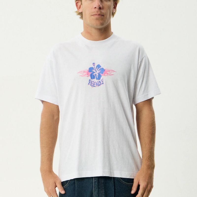 AFENDS MENS WIPED OUT BOXY SS TEE - WHITE