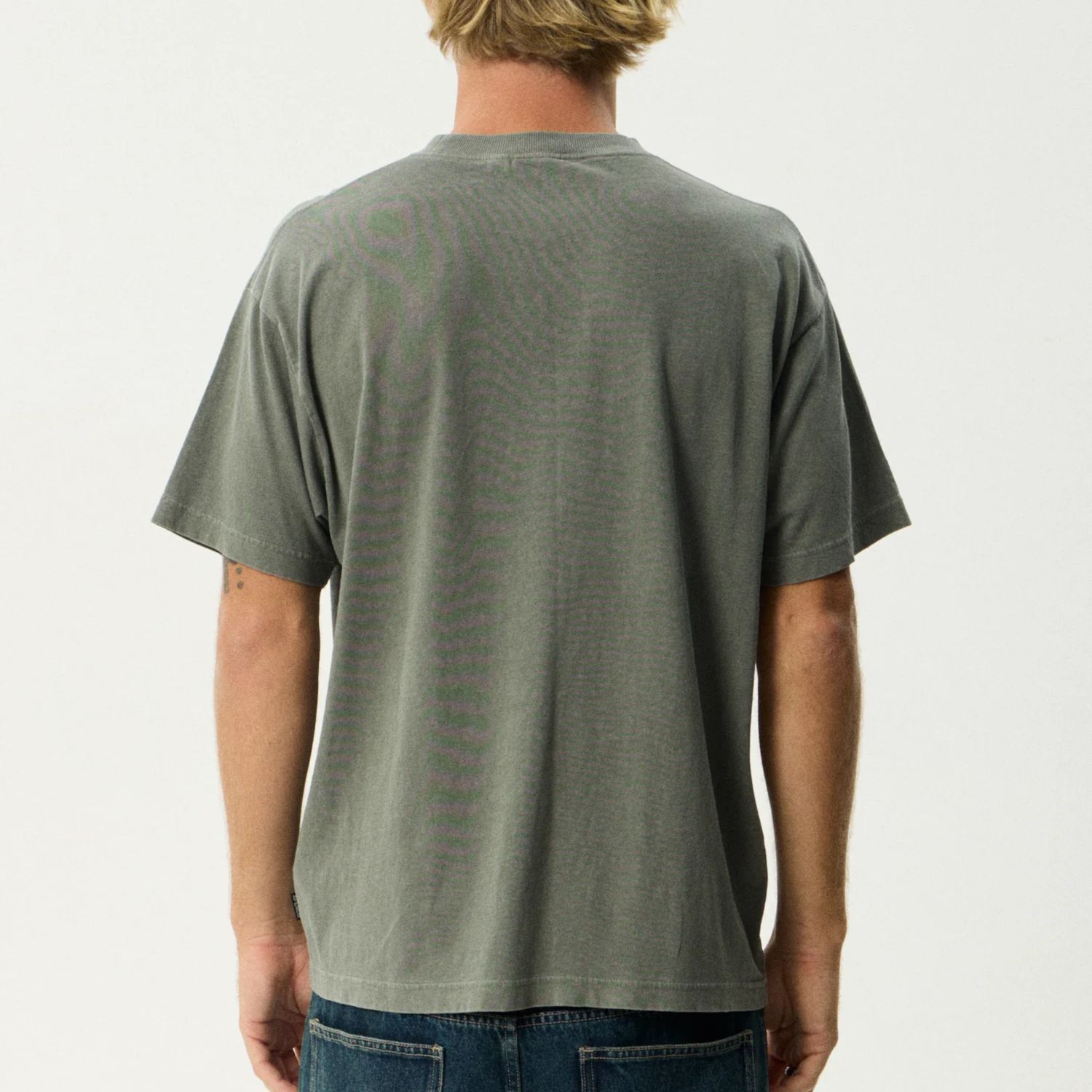 AFENDS MENS WIPED OUT BOXY SS TEE - WASHED SYCAMORE