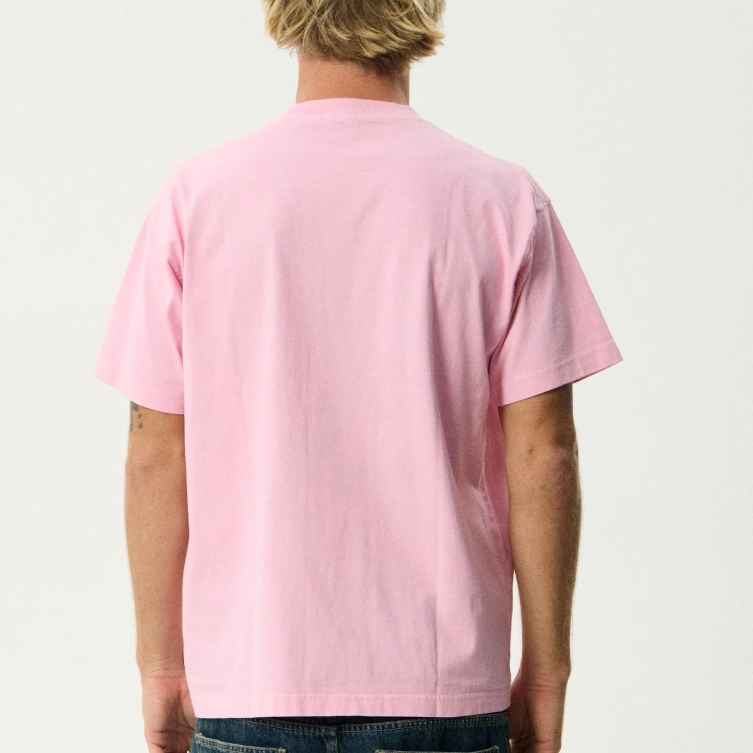 AFENDS MENS TOO HIGH HEAVYWEIGHT BOXY SS TEE - VINTAGE PINK