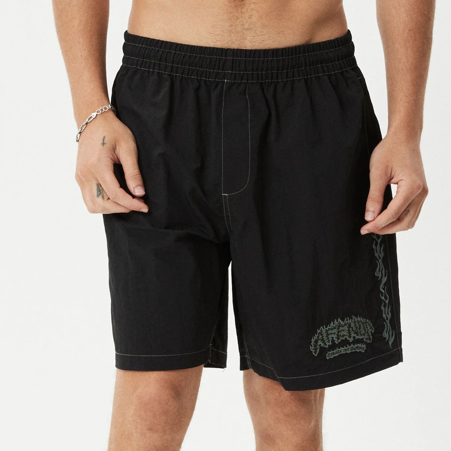 AFENDS MENS  FLAME ON BAYWATCH SHORT 18” - BLACK