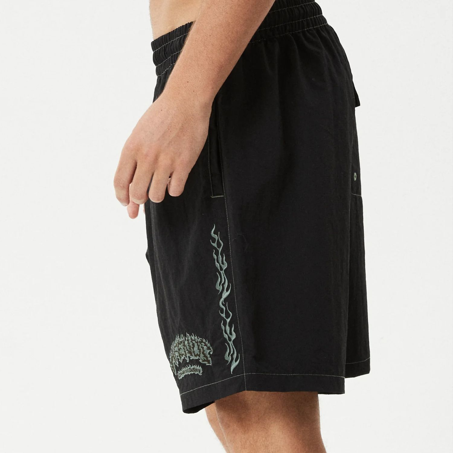 AFENDS MENS  FLAME ON BAYWATCH SHORT 18” - BLACK