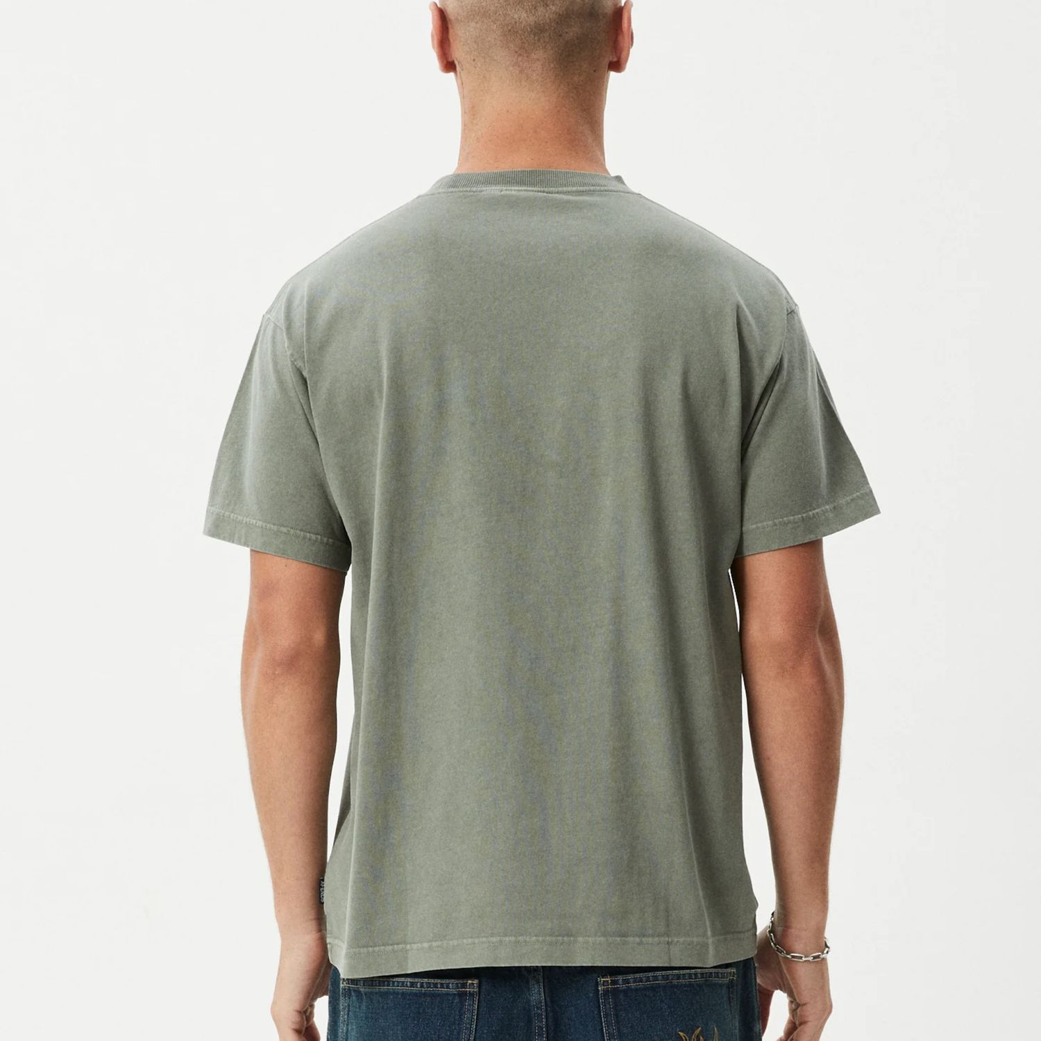 AFENDS MENS  SKELETOR BOXY SS TEE - WASHED SYCAMORE