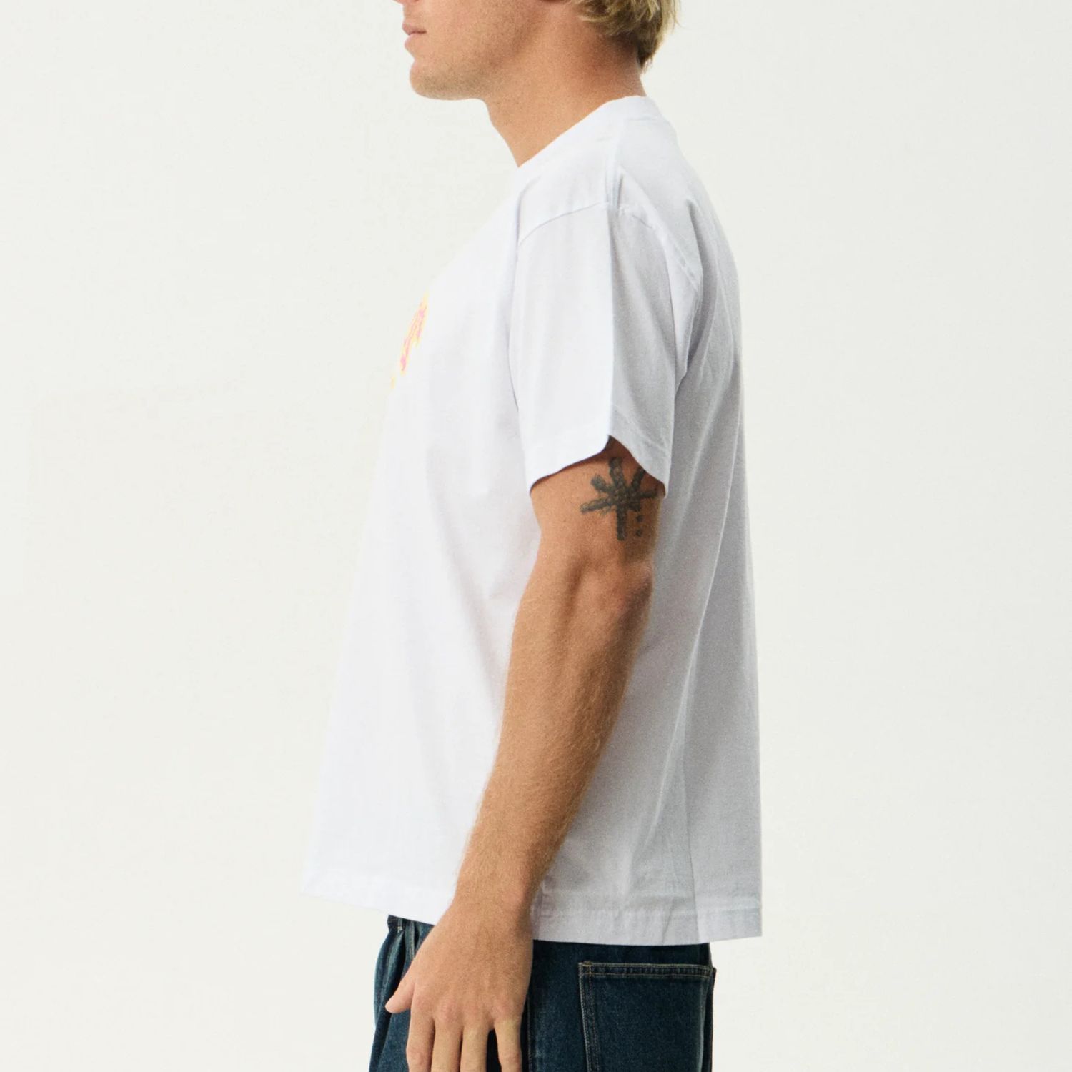 AFENDS MENS  FLAME ON BOXY SS TEE - WHITE