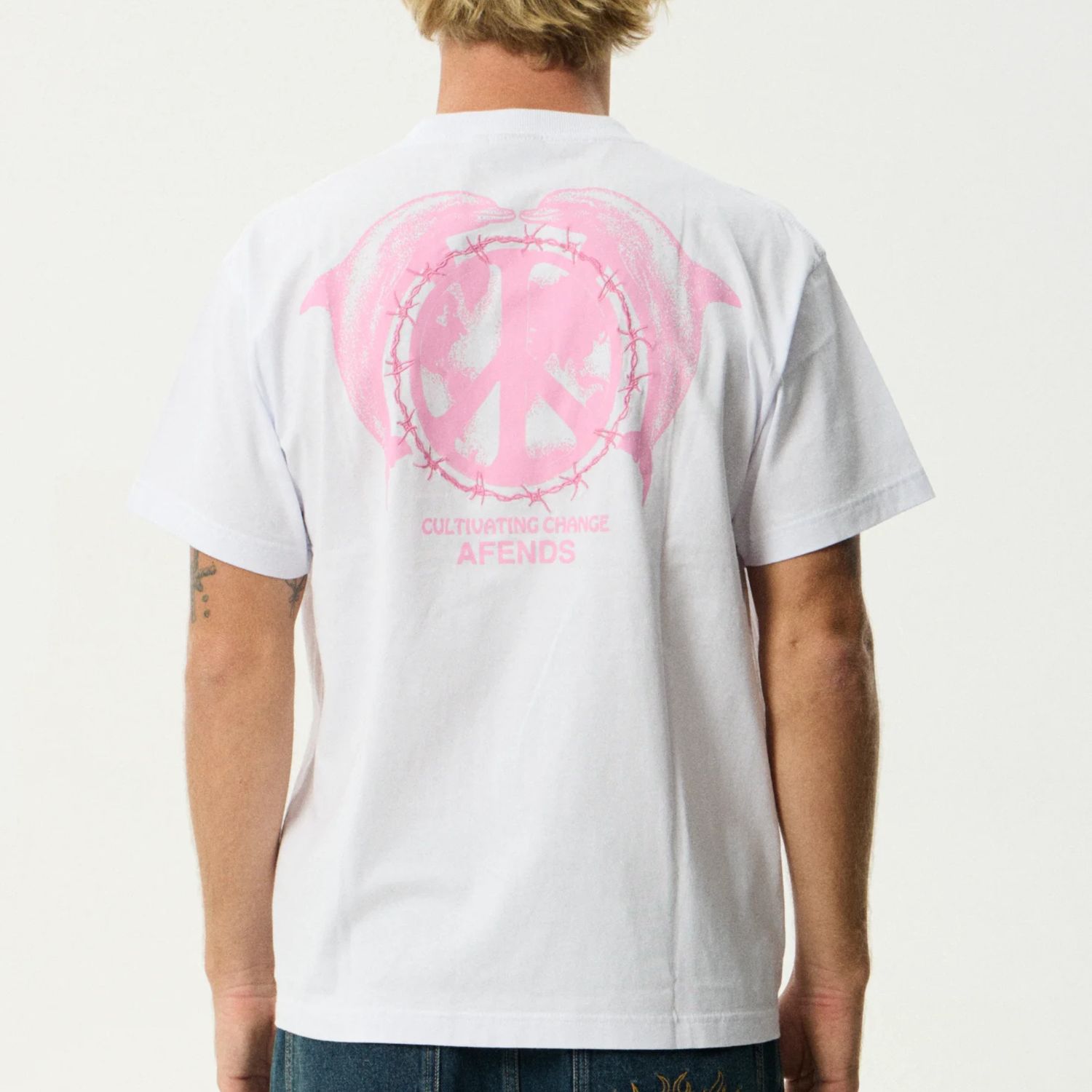 AFENDS MENS  DOLFENDS BOXY SS TEE - WHITE