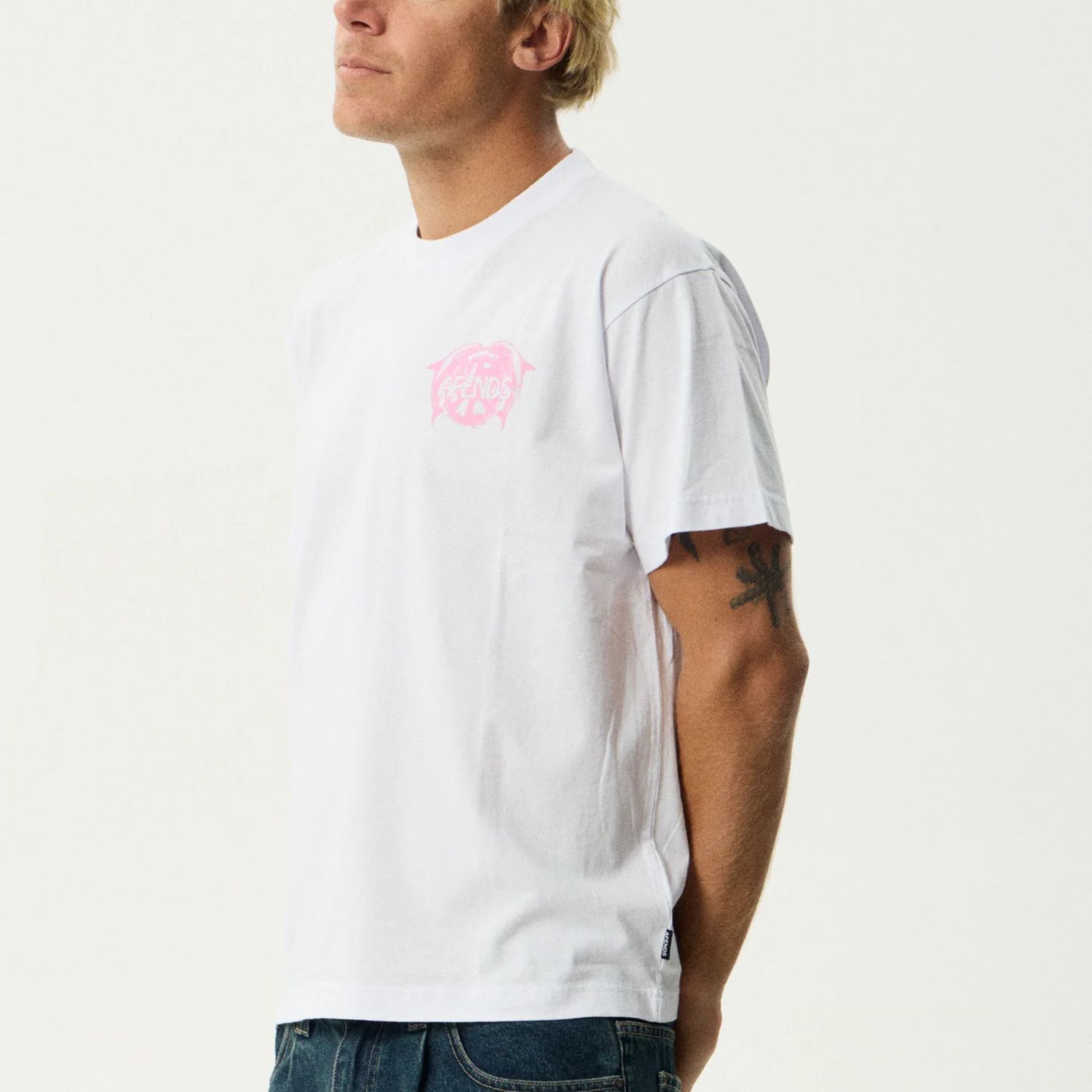AFENDS MENS  DOLFENDS BOXY SS TEE - WHITE