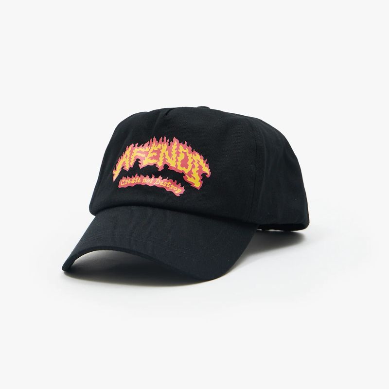 AFENDS MENS  FLAME ON FIVE PANEL CAP - BLACK