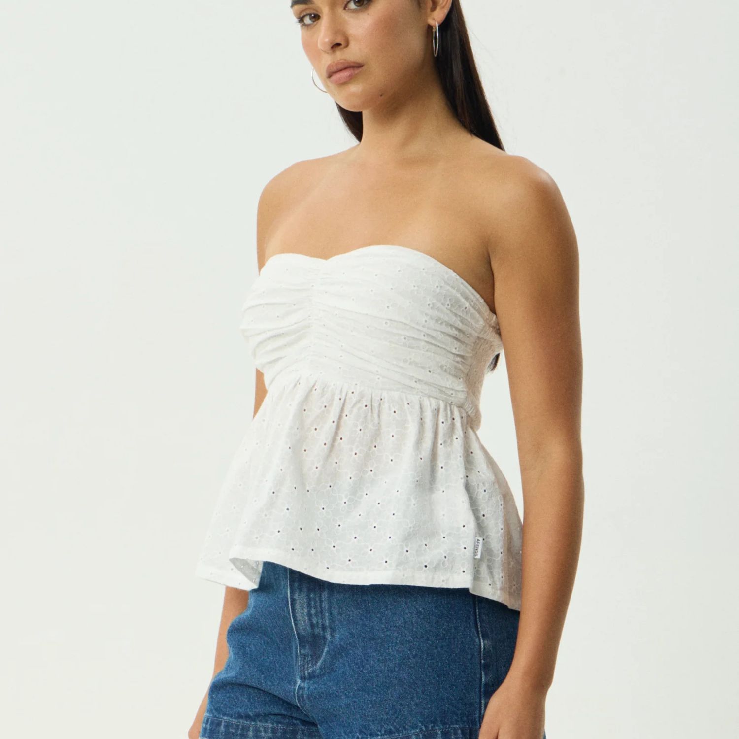 AFENDS WOMENS  KINDRED STRAPLESS TOP - WHITE