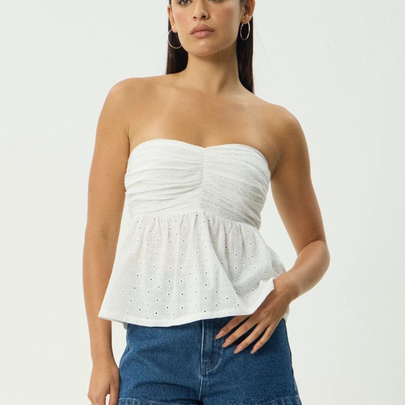 AFENDS WOMENS  KINDRED STRAPLESS TOP - WHITE