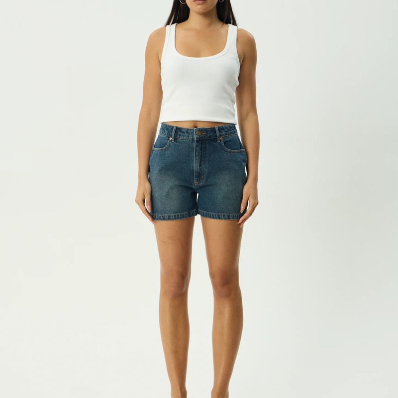 AFENDS WOMENS  SEVENTY THREES DENIM SHORT - VINAGE WASH