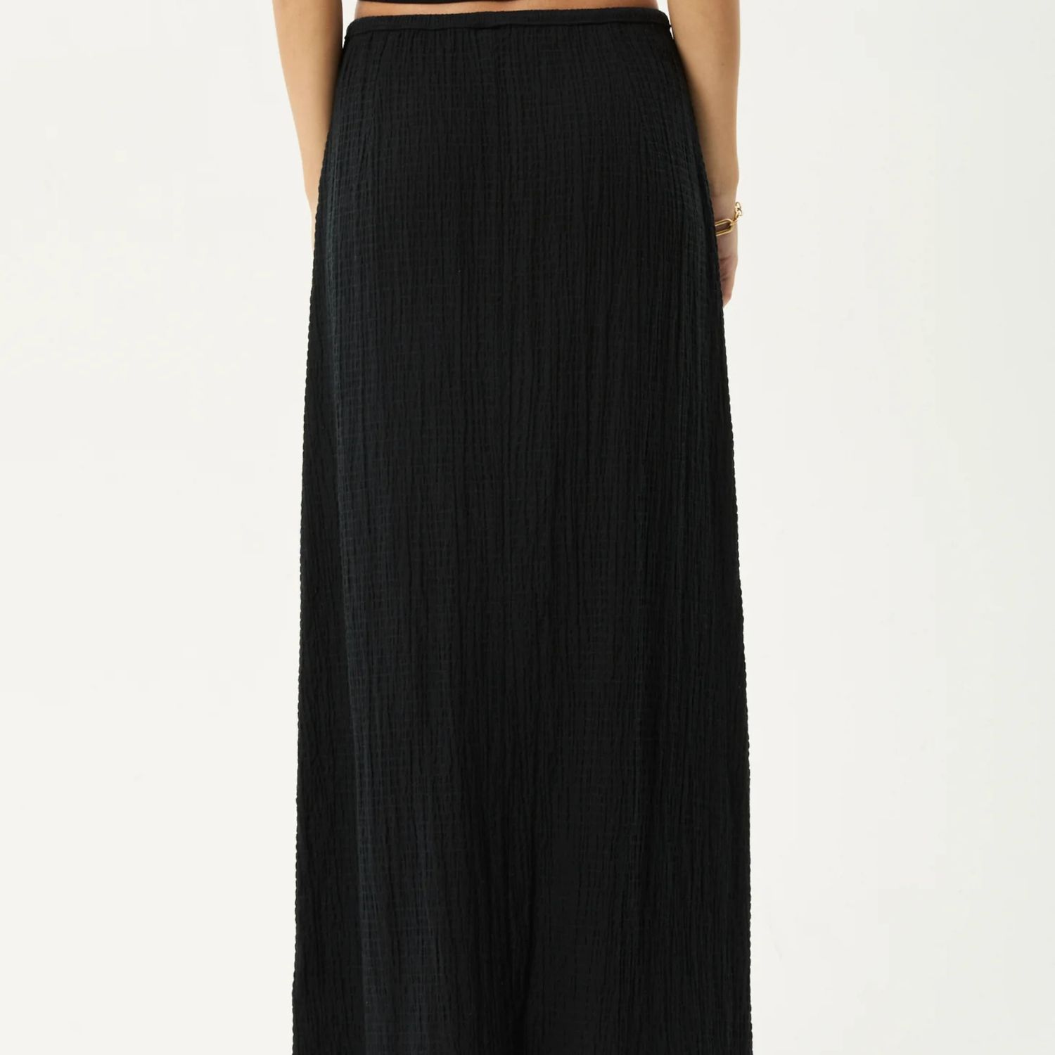 AFENDS WOMENS  FOCUS SEERSUCKER MAXI SKIRT - BLACK