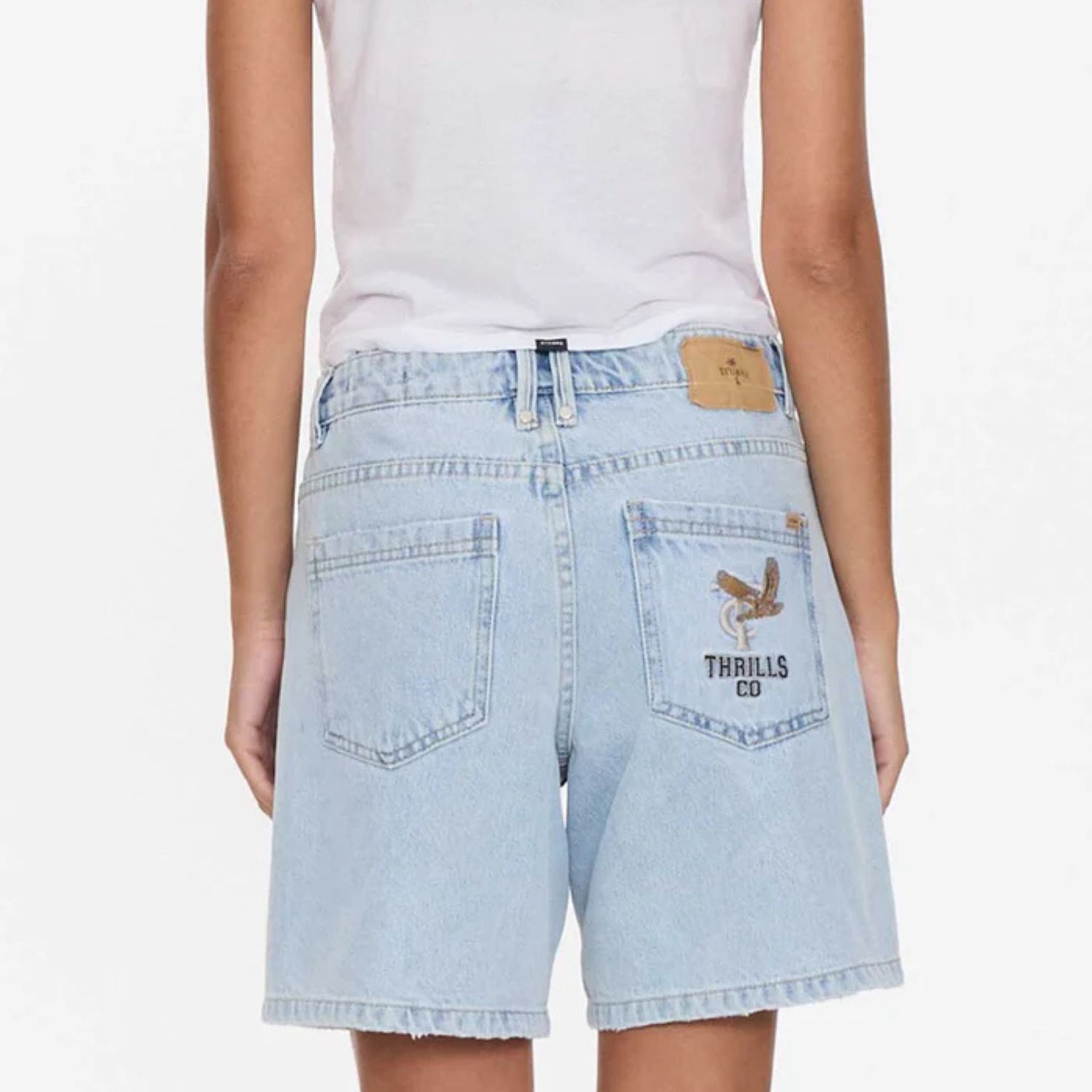 THRILLS WOMENS BILLIE LOW RISE BAGGY EMBRO SHORT - SERENITY BLUE