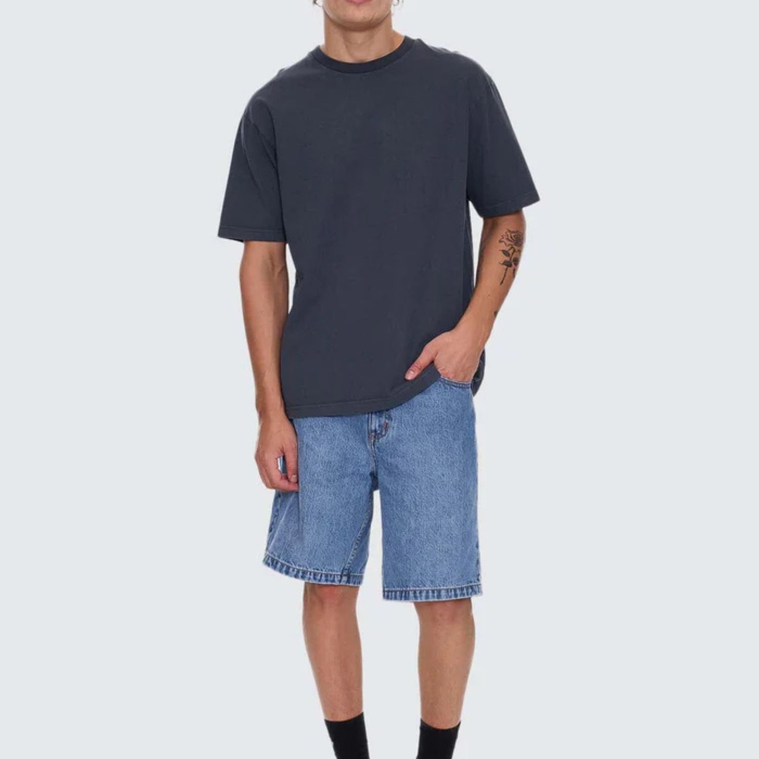 THRILLS MENS THRILLS MILITARY OVERSIZE FIT SS TEE - EBONY