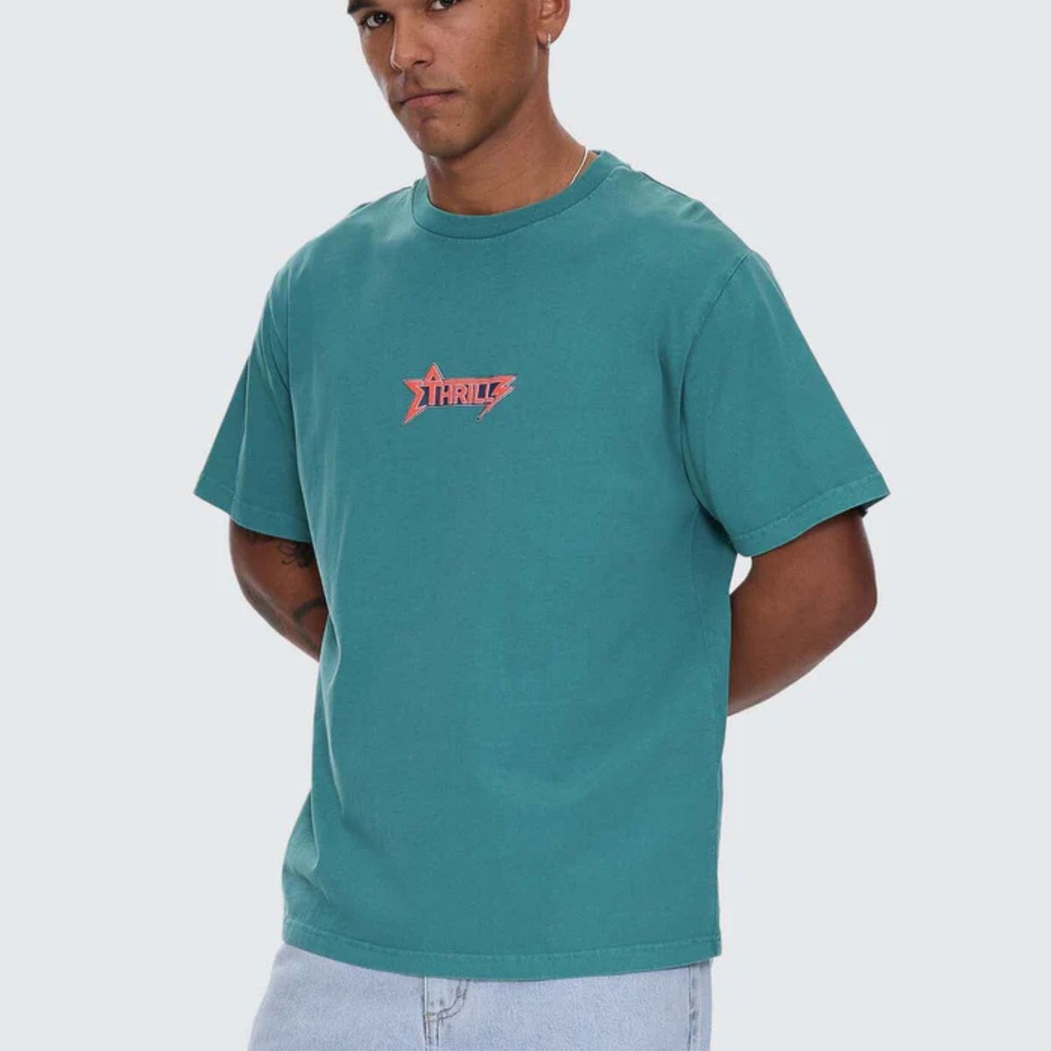 THRILLS MENS HEAVY STATIC MERCH FIT SS TEE - NEW TEAL