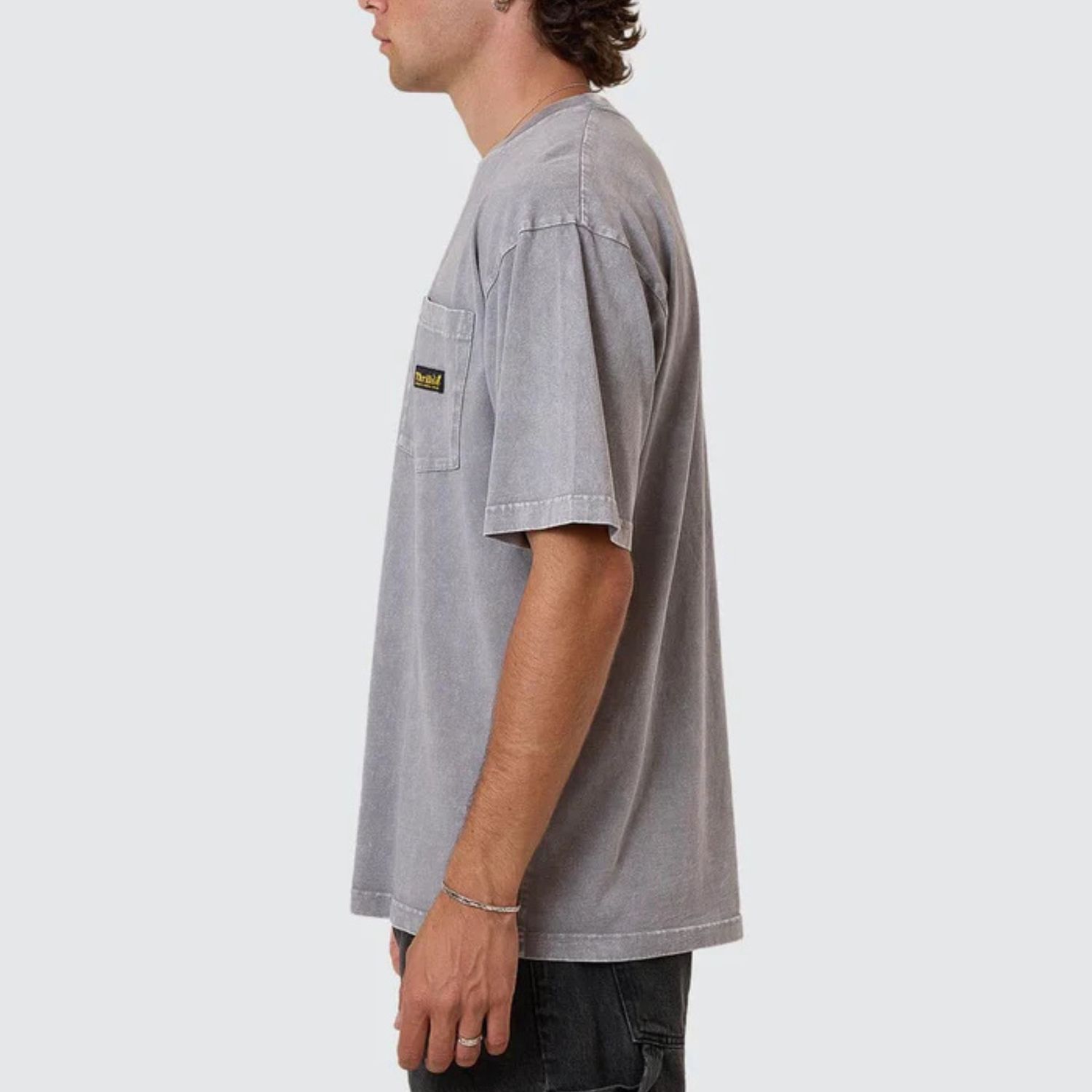 THRILLS MENS THRILLS UNION OVERSIZE POCKET SS TEE - MARBLE GREY