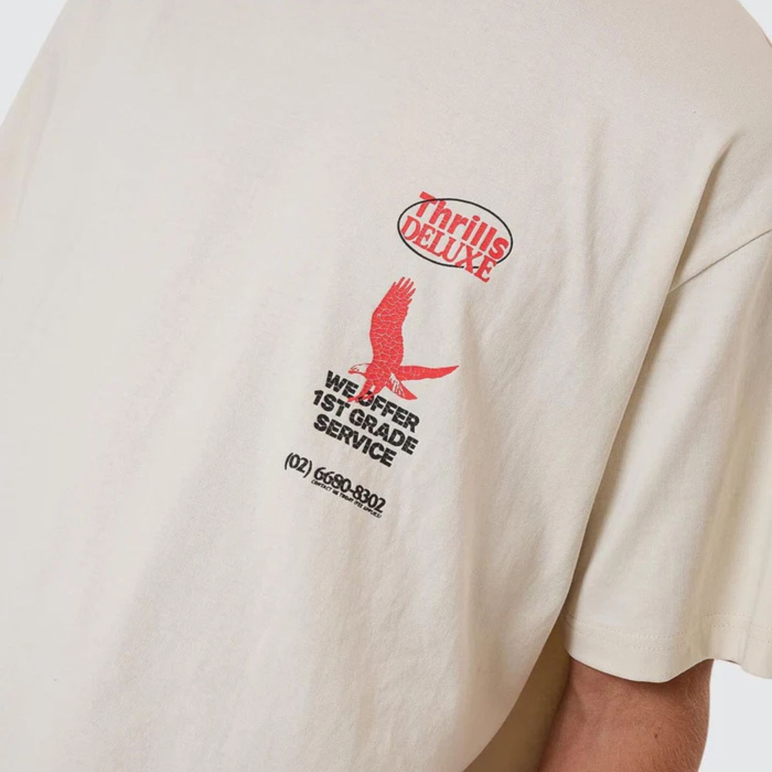 THRILLS MENS 1ST GRADE SERVICE MERCH FIT SS TEE - HERITAGE WHITE