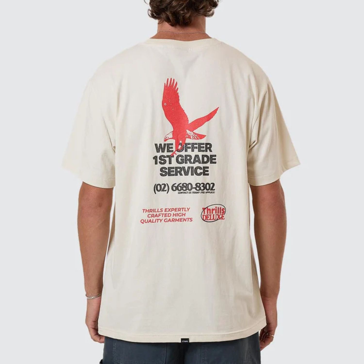 THRILLS MENS 1ST GRADE SERVICE MERCH FIT SS TEE - HERITAGE WHITE