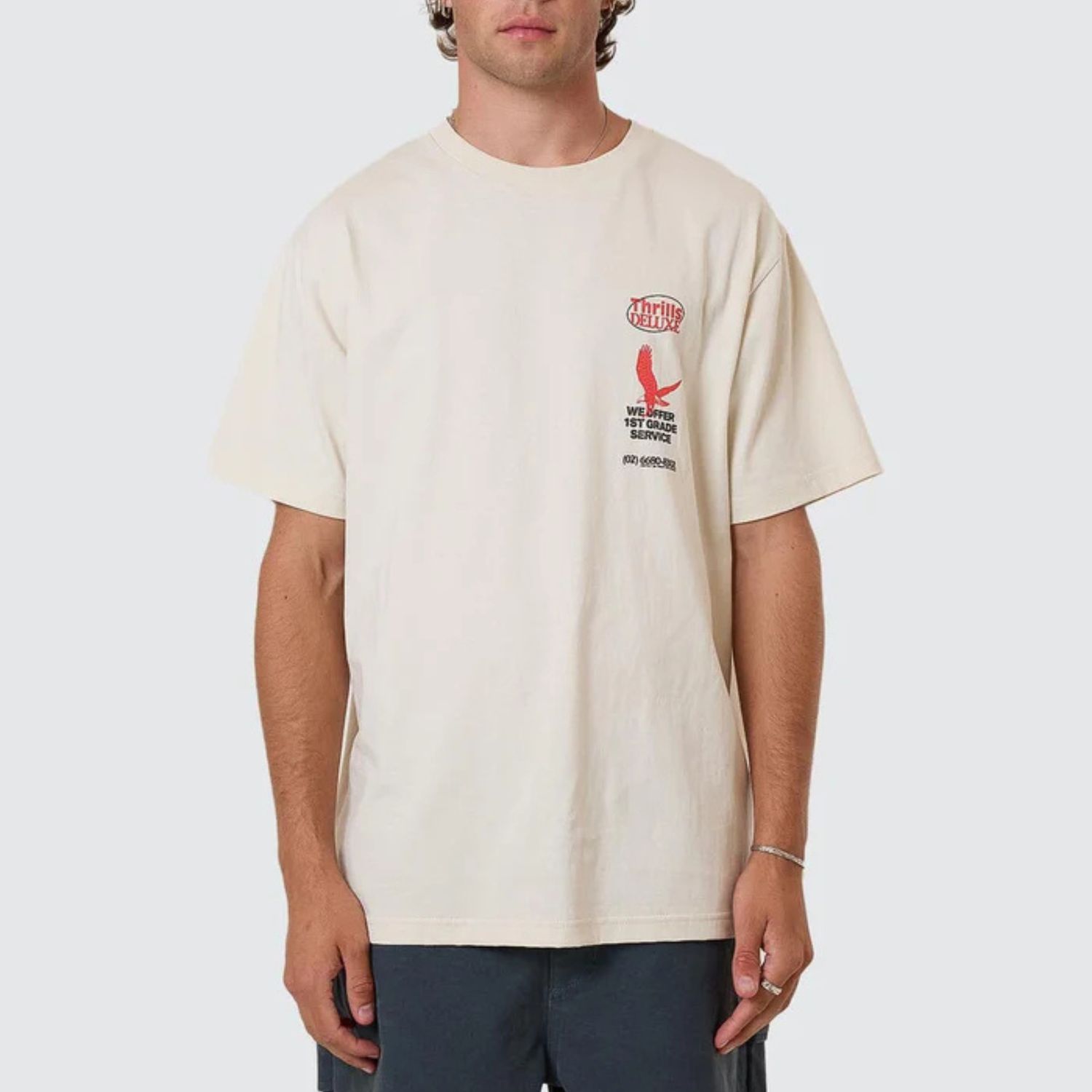 THRILLS MENS 1ST GRADE SERVICE MERCH FIT SS TEE - HERITAGE WHITE