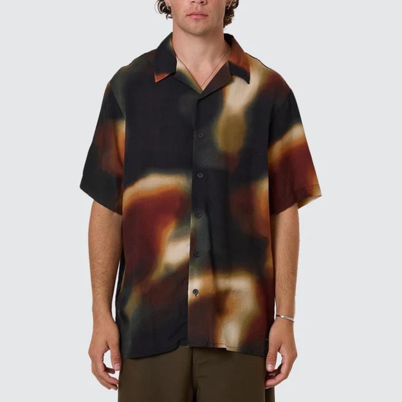 THRILLS MENS METAMORPHIC DAZE BOWLING SS SHIRT - BLACK