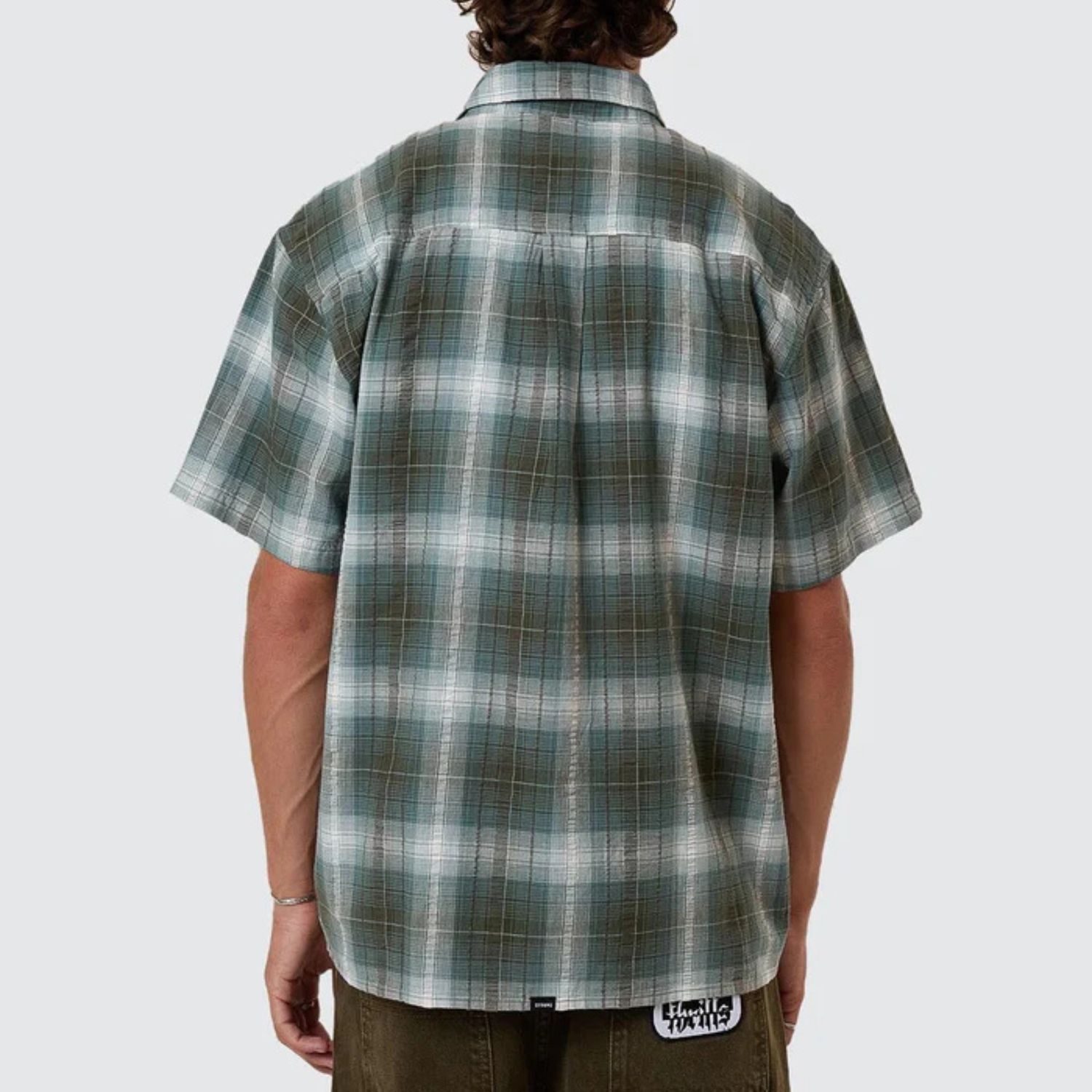 THRILLS MENS CHEAP THRILLS CHECK SS CROPPED SHIRT - TARMAC