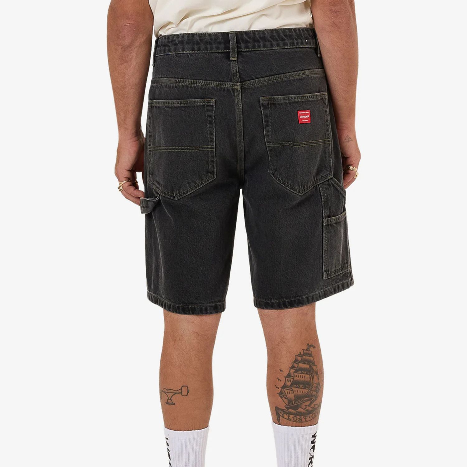 WORSHIP MENS CARPENTER JEAN SHORT - PHANTOM