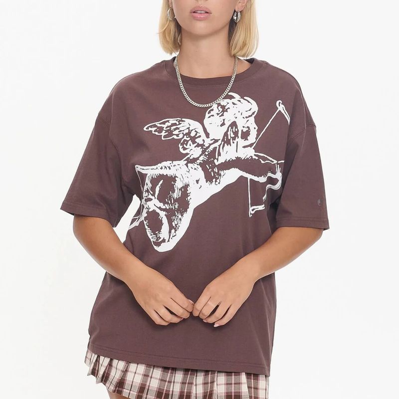 WORSHIP LADIES CHERUB RELAXED FIT TEE- DARK CHOC