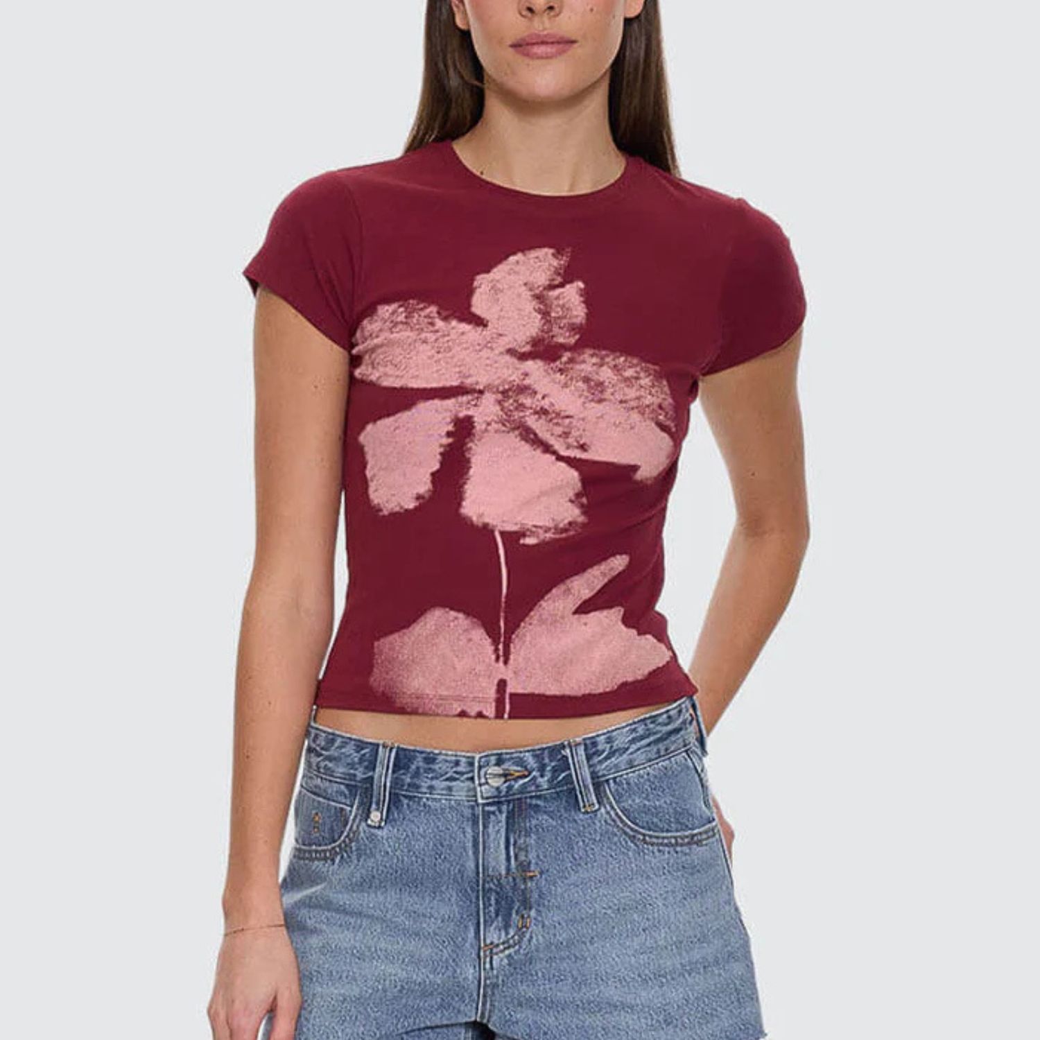 THRILLS LADIES FULL BLOOM CLUB TEE- POMEGRANATE