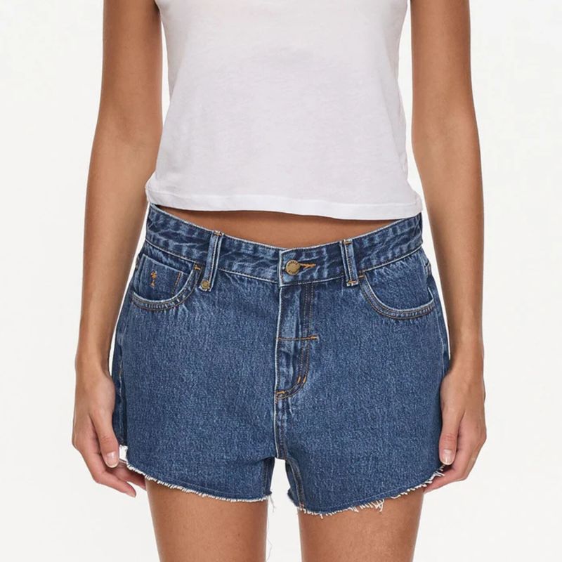 THRILLS WOMENS  LOLA LOW RISE BAGGY SHORT - DEEP VINTAGE BLUE