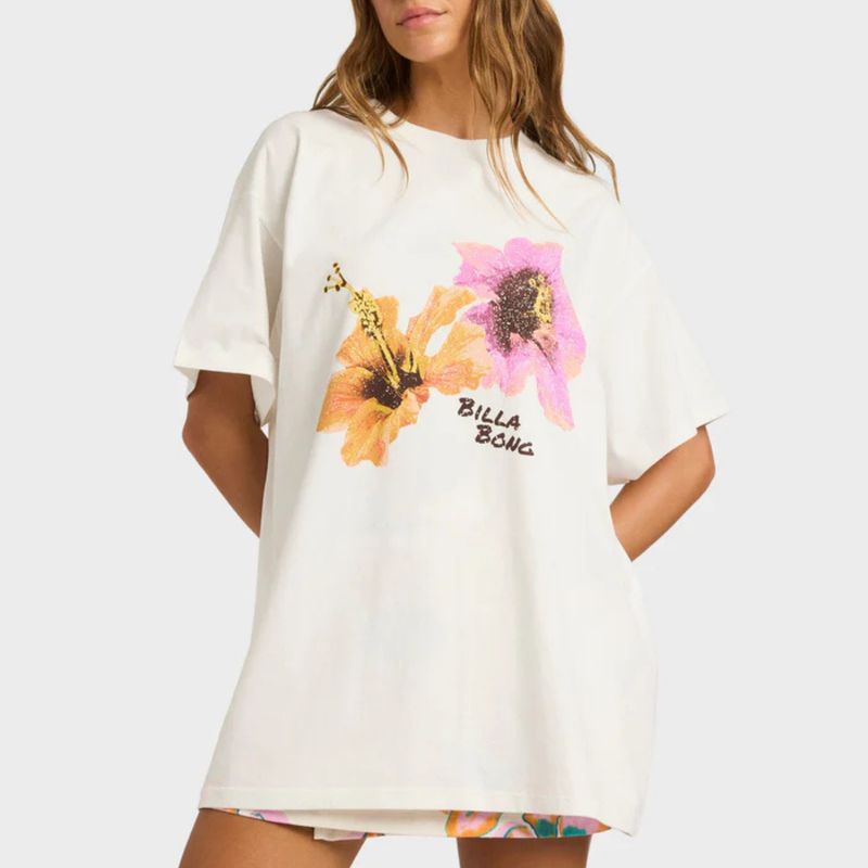 BILLABONG WOMENS SUNNY SHORE SS TEE - SALT CRYSTAL