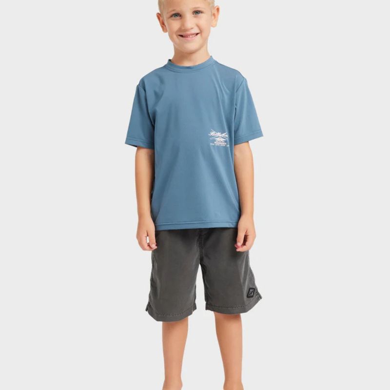 BILLABONG TODDLER BOYS GROMS CROSSBOARDS LOOSE FIT SS RASHIE - REAL TEAL