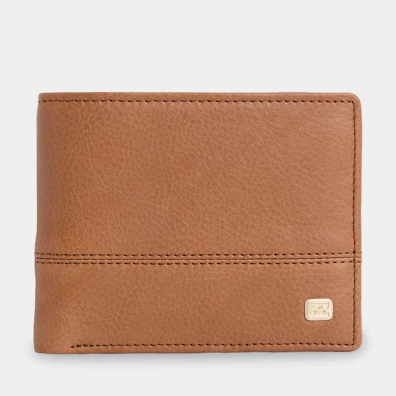 BILLABONG MENS DIMENSION 2IN1 LEATHER WALLET - TAN