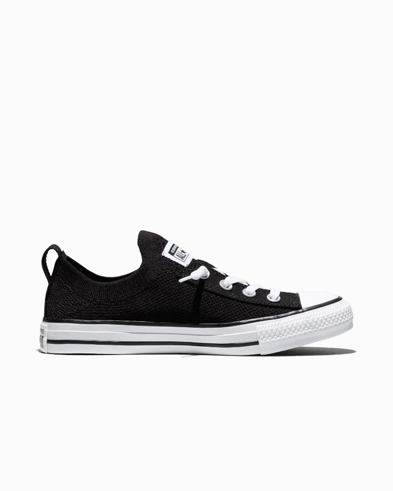 CONVERSE LADIES SHORELINE KNIT SLIP BLACK/WHITE